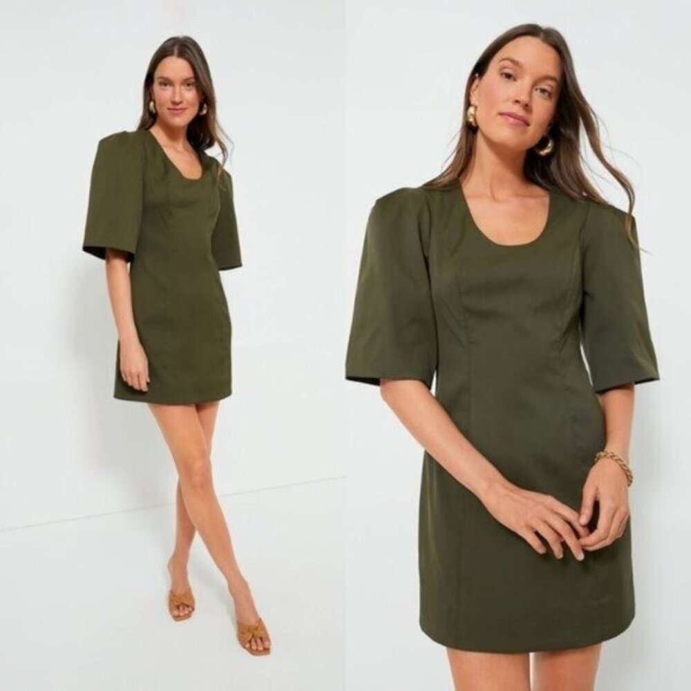 Tuckernuck Olive Green Puff Sleeve Mini Dress